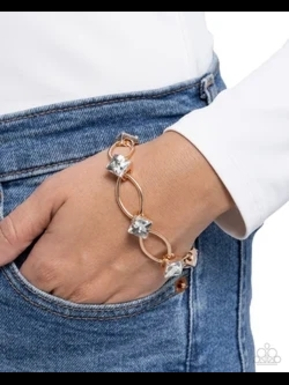 Rose Gold Chain Bracelet with Clear Gemstones